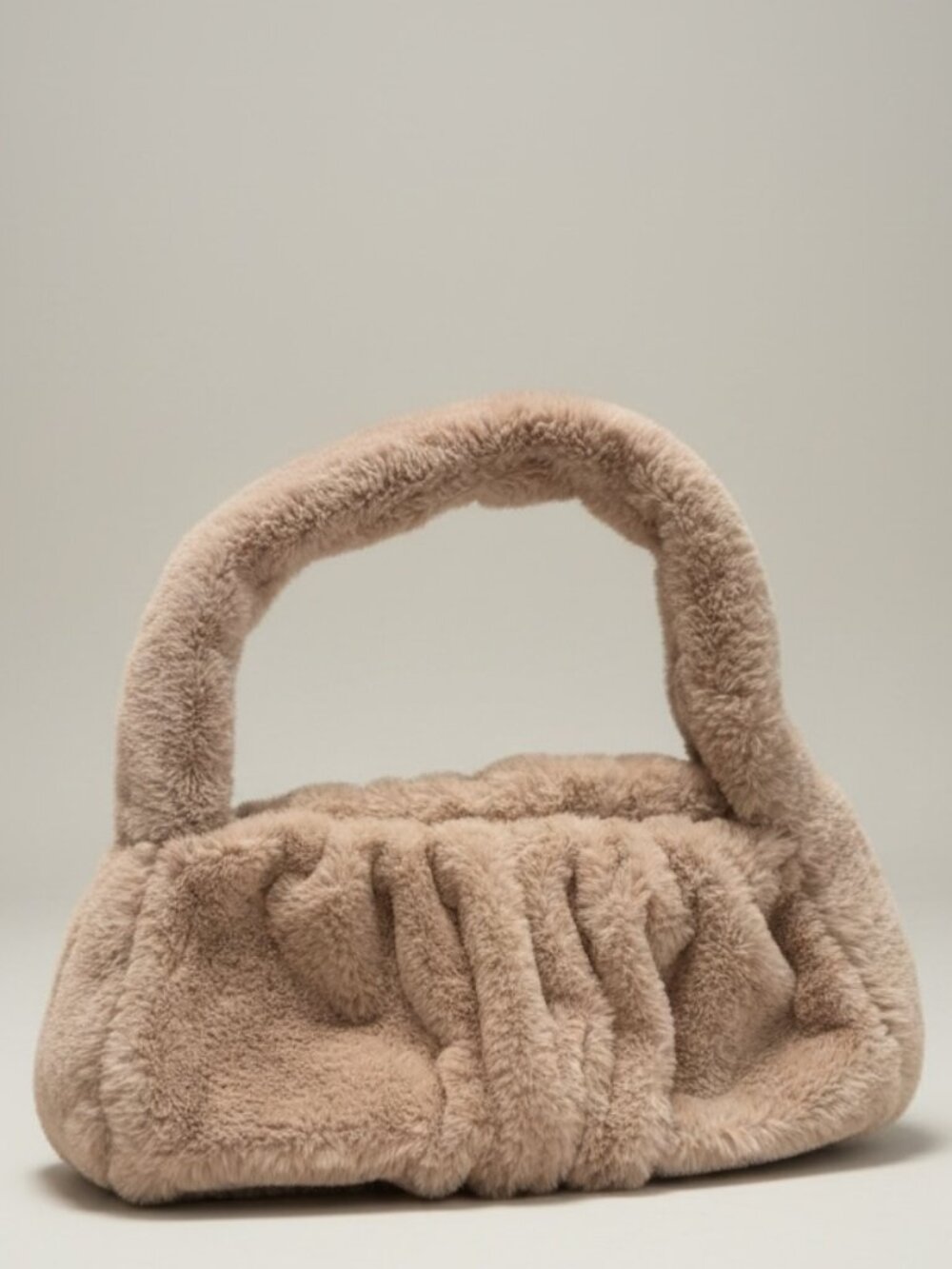 ASOS DESIGN Faux Fur Top Handle Bag Beige Plush Purse